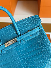 Hermes Birkin 25 blue silver Crocodile 25cm - 2