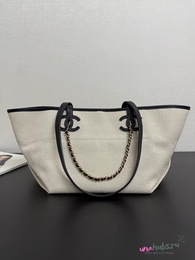 Chanel shopping bag Canvas Calfskin 45x19x21cm - 1