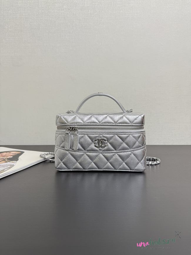 Chanel Vanity Chain Calfskin Silver 19.5x17x5cm - 1