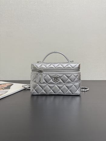 Chanel Vanity Chain Calfskin Silver 19.5x17x5cm