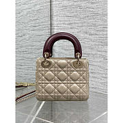 Dior Mini Lady Bag with Chain Trench Red Cannage 17x7x15cm - 3
