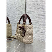 Dior Mini Lady Bag with Chain Trench Red Cannage 17x7x15cm - 2