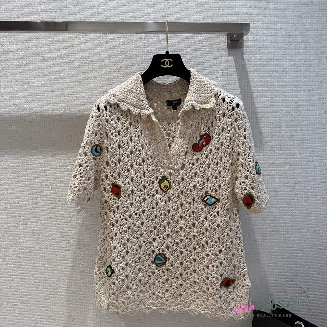 Chanel Top Cotton & Silk Light Beige - 1