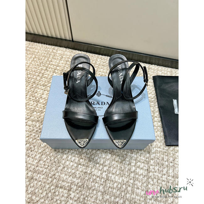 Prada Brushed leather sandals Black 10cm - 1