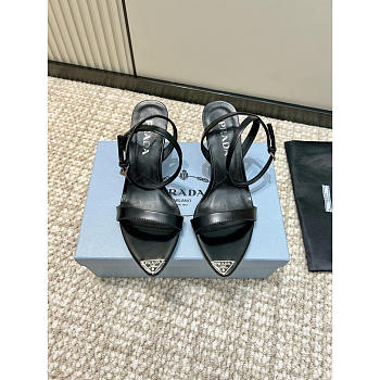 Prada Brushed leather sandals Black 10cm