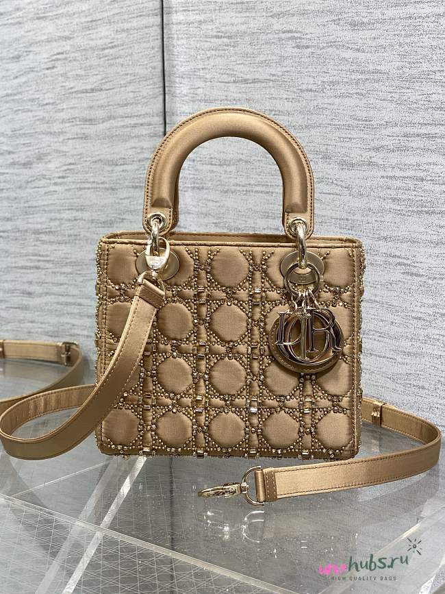 Dior Lady Bag satin embroidered crystal 20cm - 1