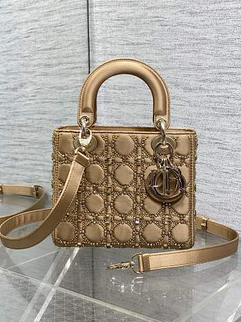 Dior Lady Bag satin embroidered crystal 20cm