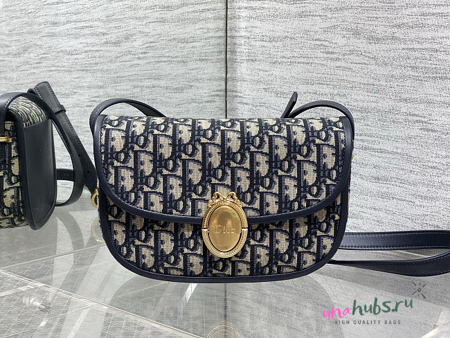 Dior Medium Médaillon Flap Bag Blue Oblique 23x16x6.5cm - 1