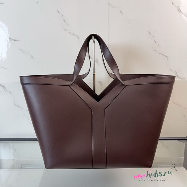 YSL Y tote in leather PURPLE BROWN -  37 X 32 X 27–22 CM - 1