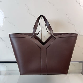 YSL Y tote in leather PURPLE BROWN -  37 X 32 X 27–22 CM