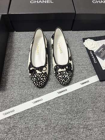 Chanel pony hair cap-toe CC ballerina flats