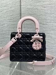 Dior Mini Lady Bag Strap Black and Rose 20x17x8cm - 1