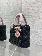 Dior Mini Lady Bag Strap Black and Rose 20x17x8cm - 3