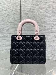 Dior Mini Lady Bag Strap Black and Rose 20x17x8cm - 2