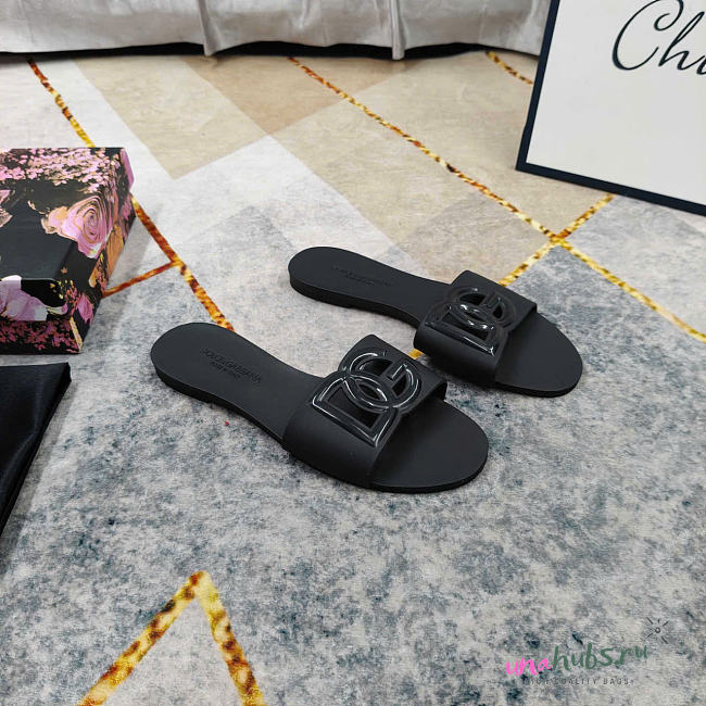 Dolce & Gabbana Flat Slide Sandals Black - 1