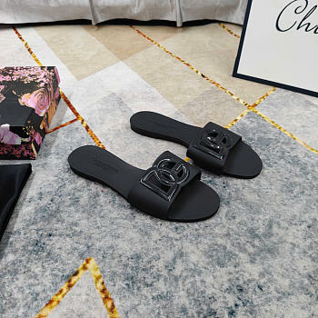 Dolce & Gabbana Flat Slide Sandals Black