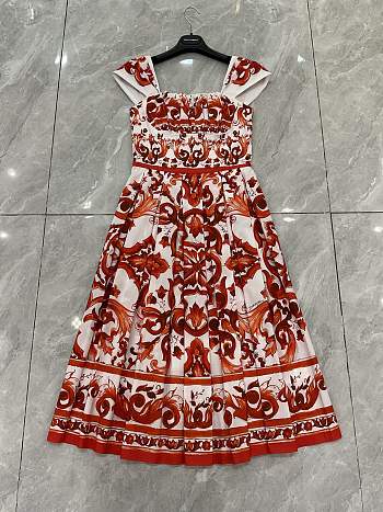 DG Majolica-print poplin dress
