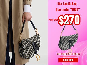 Dior Saddle monoram grained calfskin with strap bag 24cm
