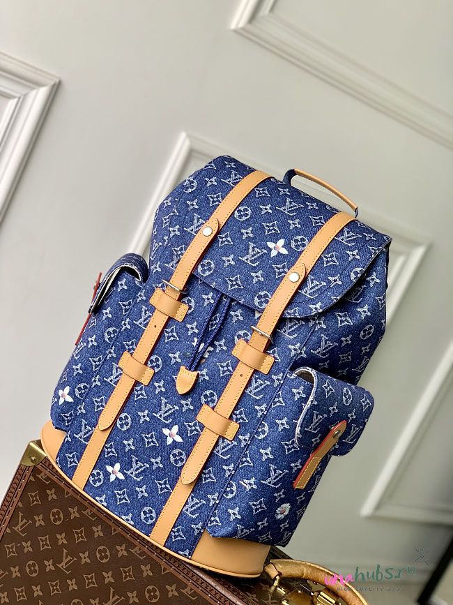 Louis Vuitton Backpack Christopher MM Blue Denim 44x38x22.5cm - 1