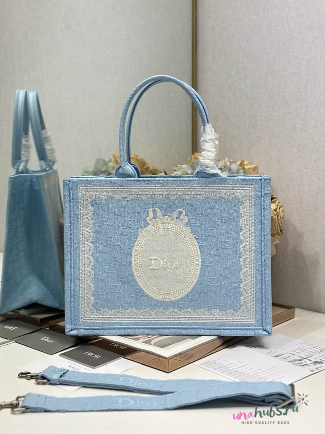 Dior Medium Book Tote With Strap In Blue 36x27x16cm - 1