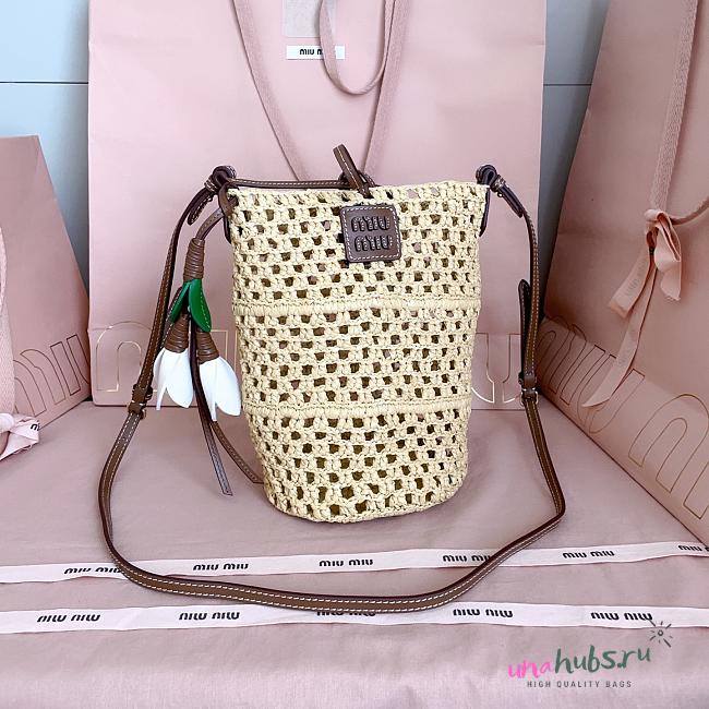 Miu Miu Raffia Crochet Pouch 22.5x14x14cm  - 1