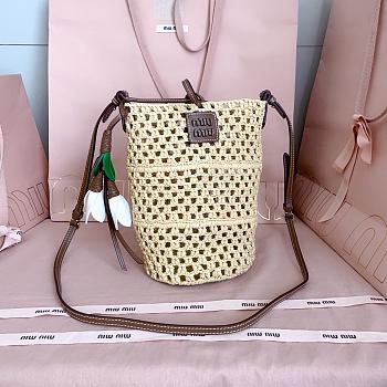 Miu Miu Raffia Crochet Pouch 22.5x14x14cm 