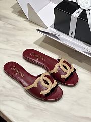 Chanel Red Beige Slides - 3