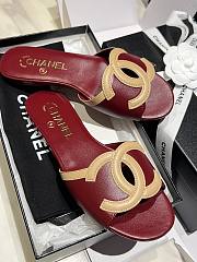 Chanel Red Beige Slides - 2