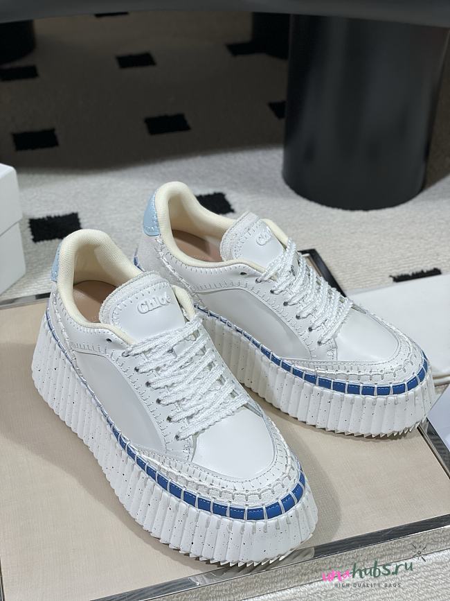 Chloe Nama wedge sneaker white blue - 1