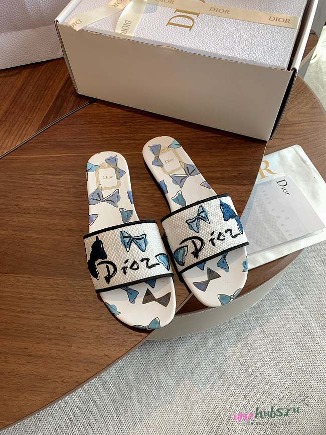 Dior Dioriviera Dway Slide Blue and White  - 1