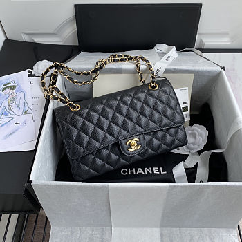 Chanel Medium Flap Bag Black Caviar Gold 25cm