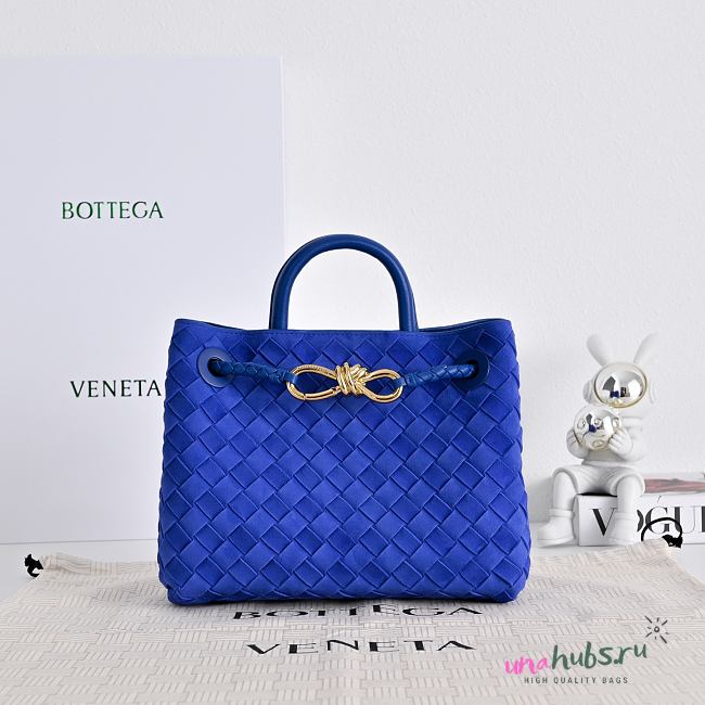 Bottega Veneta Small Andiamo Blue Suede 25x22x10.5cm - 1