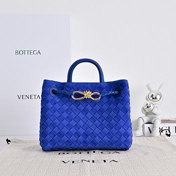Bottega Veneta Small Andiamo Blue Suede 25x22x10.5cm
