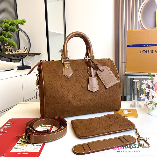 Louis Vuitton Speedy P9 Bandoulière 30 brown suede 32x22.5x18cm - 1