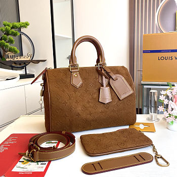 Louis Vuitton Speedy P9 Bandoulière 30 brown suede 32x22.5x18cm