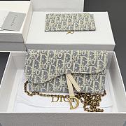 Dior Medium Saddle Pouch with Chain Blue 19.5x11x3cm - 1