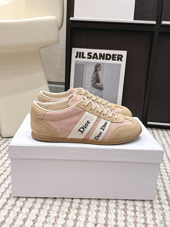 Dior Ribbon Sneaker Pink and Beige Suede Calfskin