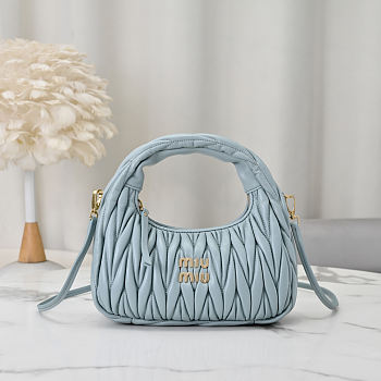Miu Miu Wander matelassé light blue hobo bag 20x23x6cm