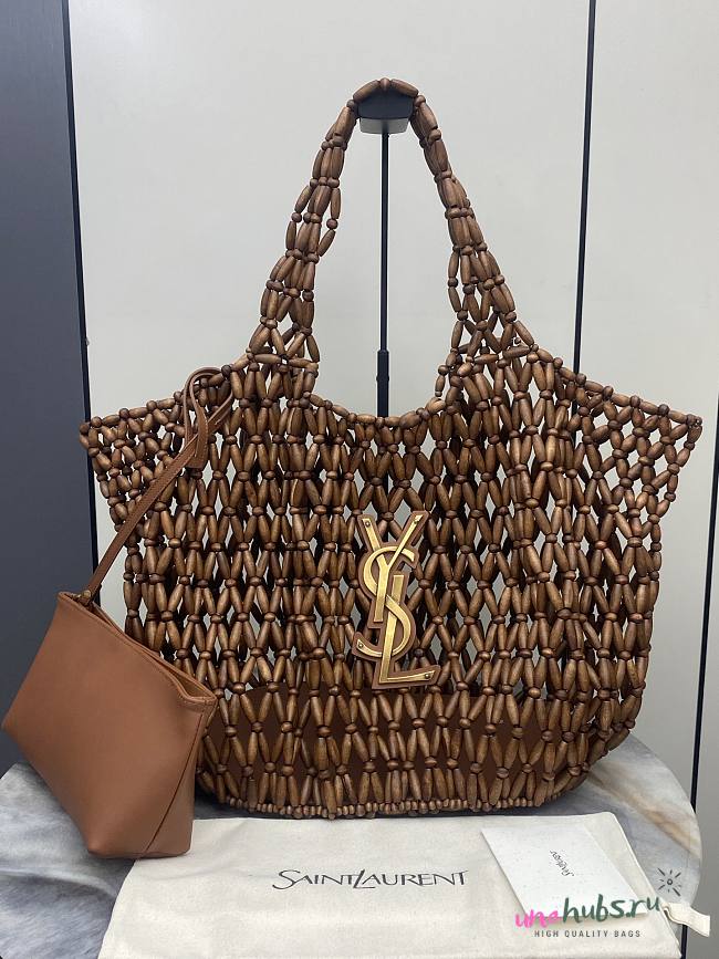 YSL ICARE medium in wood beads 31-46×28×16cm - 1