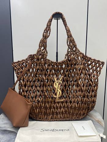 YSL ICARE medium in wood beads 31-46×28×16cm