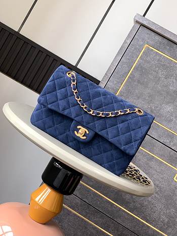 Chanel Flap Bag Blue Suede 25cm
