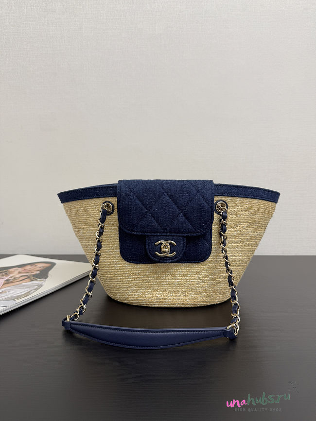 Chanel Raffia Denim tote Bag 34x17x12.5cm - 1