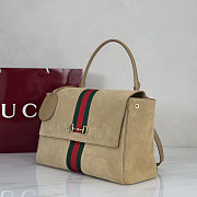 Gucci Paparazzo Large Top Handle Bag In Sand Suede 37x29x13cm - 5