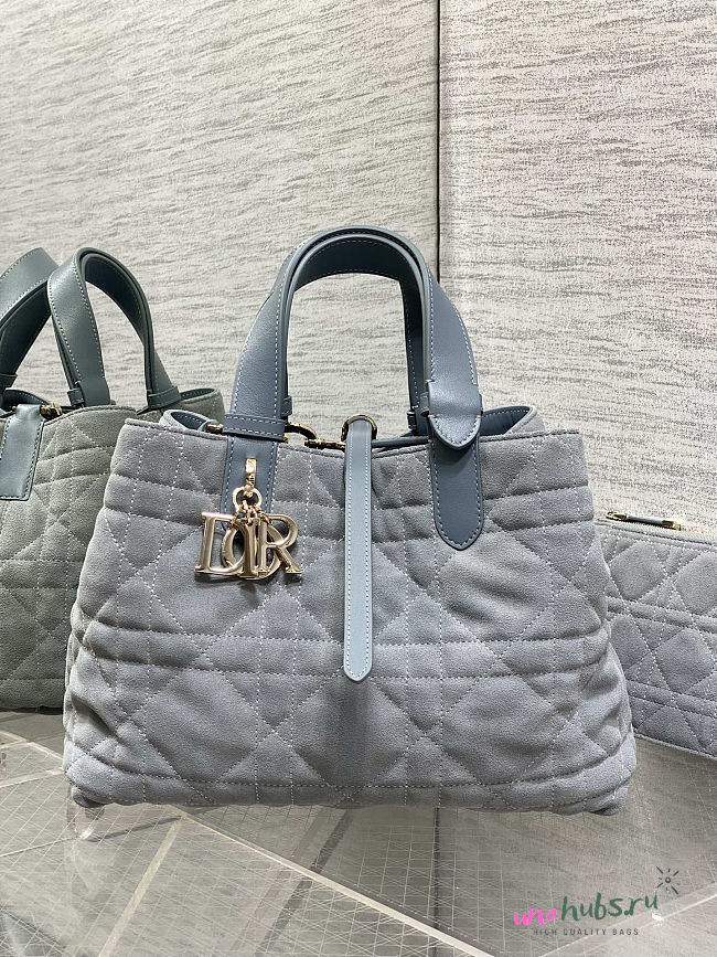 Dior Medium Toujours Bag suede blue - 28.5*19*21cm - 1