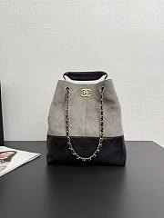 Chanel Coco Shopping Bag Dark Grey Suede 31x28x12cm - 1