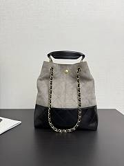 Chanel Coco Shopping Bag Dark Grey Suede 31x28x12cm - 5