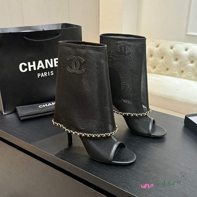 Chanel Mesh Lambskin Cap Toe Ankle Boots - 1