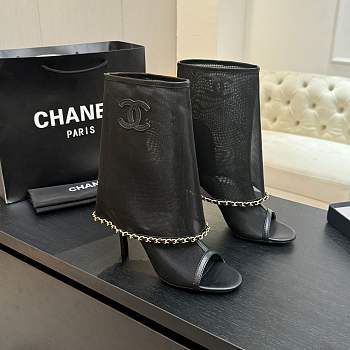 Chanel Mesh Lambskin Cap Toe Ankle Boots