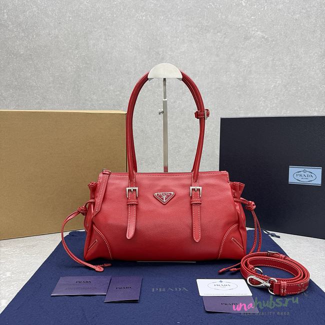 Prada Bonnie antiqued leather red tote bag 33x20x14cm - 1