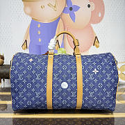 Louis Vuitton Keepall 50 Denim Blue 50x23x29cm - 4